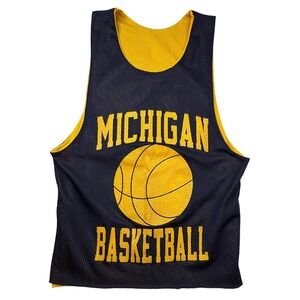 VTG Top Ten Michigan Jersey Basketball Reversible Mesh‎ Mens Large maze blue